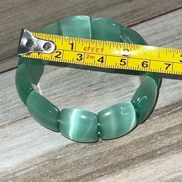 Green Chunky Beaded Bracelet Women’s Stretch Classiccore Minimalist Mermaidcore - Picture 5 of 5